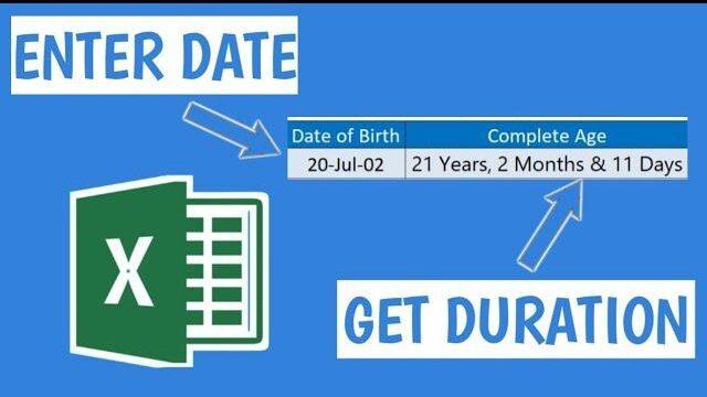 Enter a date to calculate duration in years, months and days in Microsoft Excel 