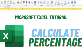 Image containing text i.e. Calculate Percentage in Microsoft Excel and a logo of Microsoft Excel