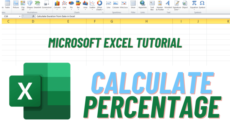 Image containing text i.e. Calculate Percentage in Microsoft Excel and a logo of Microsoft Excel