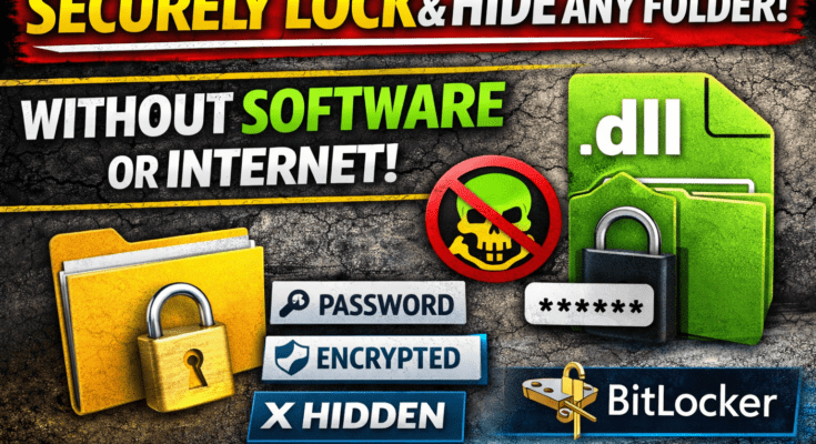 Text: Securely lock and hide any folder without any software