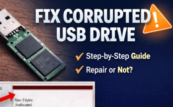 ow to fix corrupted USB drive showing RAW in Windows